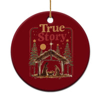 Vintage Nativity Scene Ceramic Ornament Christian Christmas True Story Jesus Birth - Wonder Print Shop