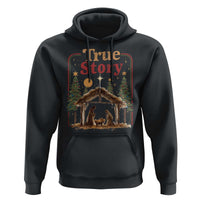 Vintage Nativity Scene Hoodie Christian Christmas True Story Jesus Birth - Wonder Print Shop