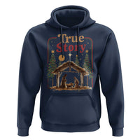 Vintage Nativity Scene Hoodie Christian Christmas True Story Jesus Birth - Wonder Print Shop