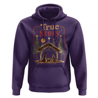 Vintage Nativity Scene Hoodie Christian Christmas True Story Jesus Birth - Wonder Print Shop