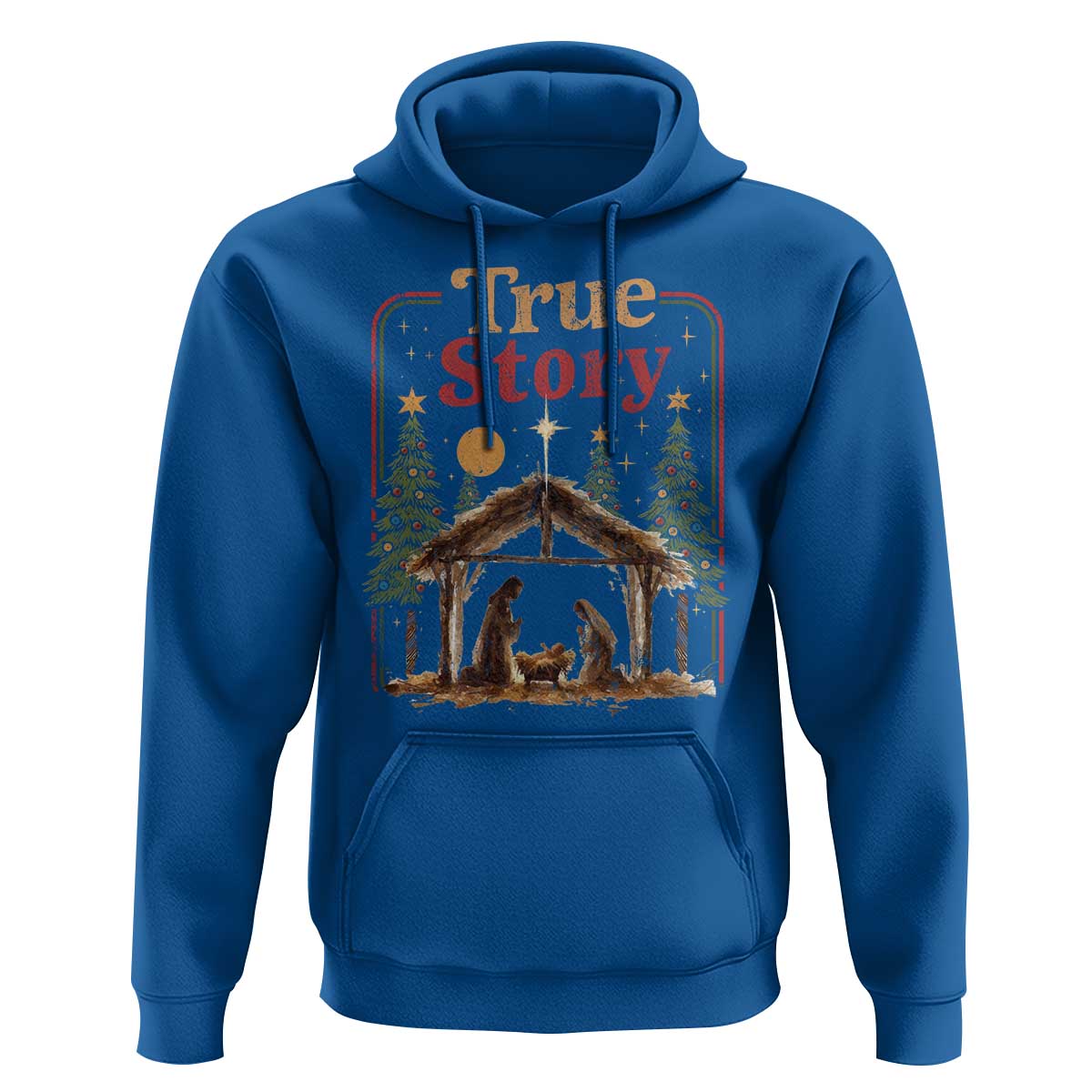 Vintage Nativity Scene Hoodie Christian Christmas True Story Jesus Birth - Wonder Print Shop