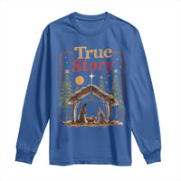Vintage Nativity Scene Long Sleeve Shirt Christian Christmas True Story Jesus Birth - Wonder Print Shop