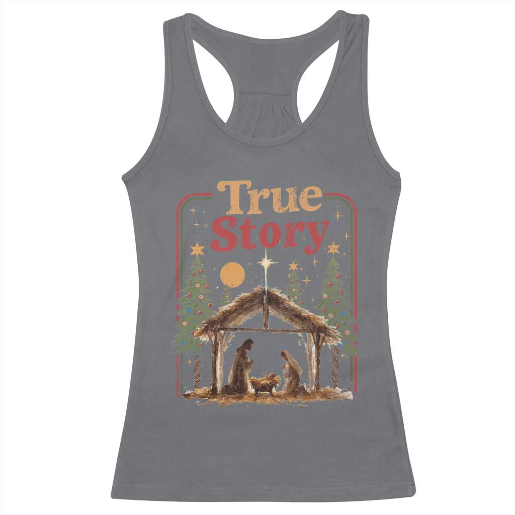 Vintage Nativity Scene Racerback Tank Top Christian Christmas True Story Jesus Birth - Wonder Print Shop