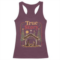 Vintage Nativity Scene Racerback Tank Top Christian Christmas True Story Jesus Birth - Wonder Print Shop