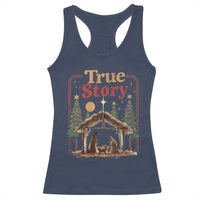 Vintage Nativity Scene Racerback Tank Top Christian Christmas True Story Jesus Birth - Wonder Print Shop