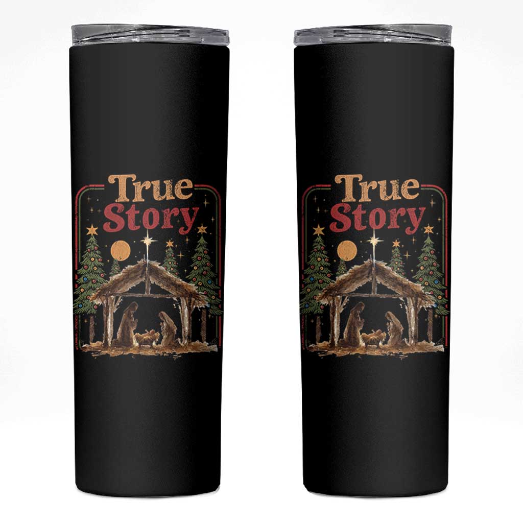 Vintage Nativity Scene Skinny Tumbler Christian Christmas True Story Jesus Birth - Wonder Print Shop