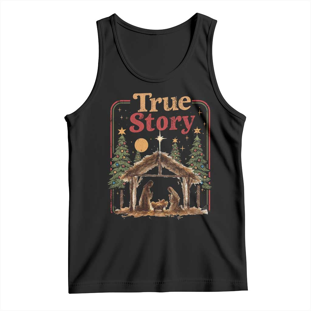 Vintage Nativity Scene Tank Top Christian Christmas True Story Jesus Birth - Wonder Print Shop