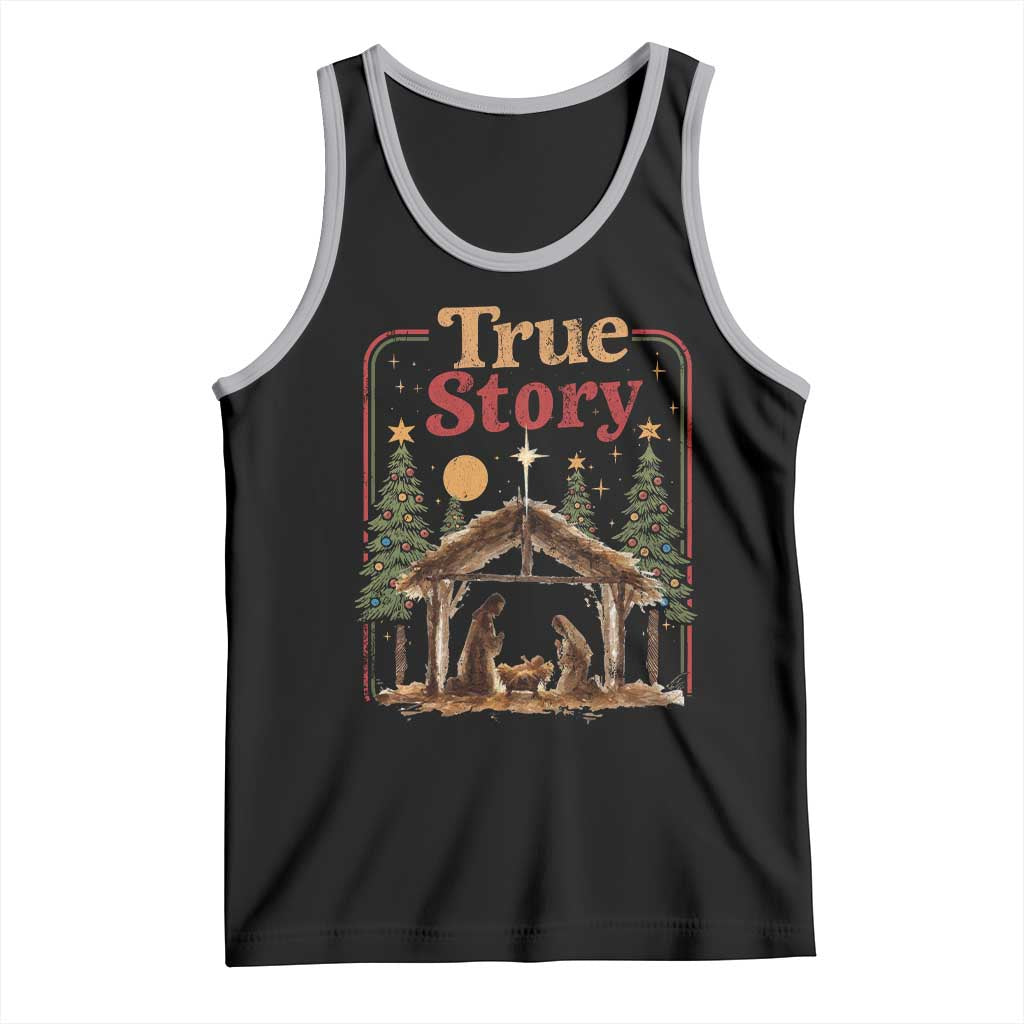 Vintage Nativity Scene Tank Top Christian Christmas True Story Jesus Birth - Wonder Print Shop