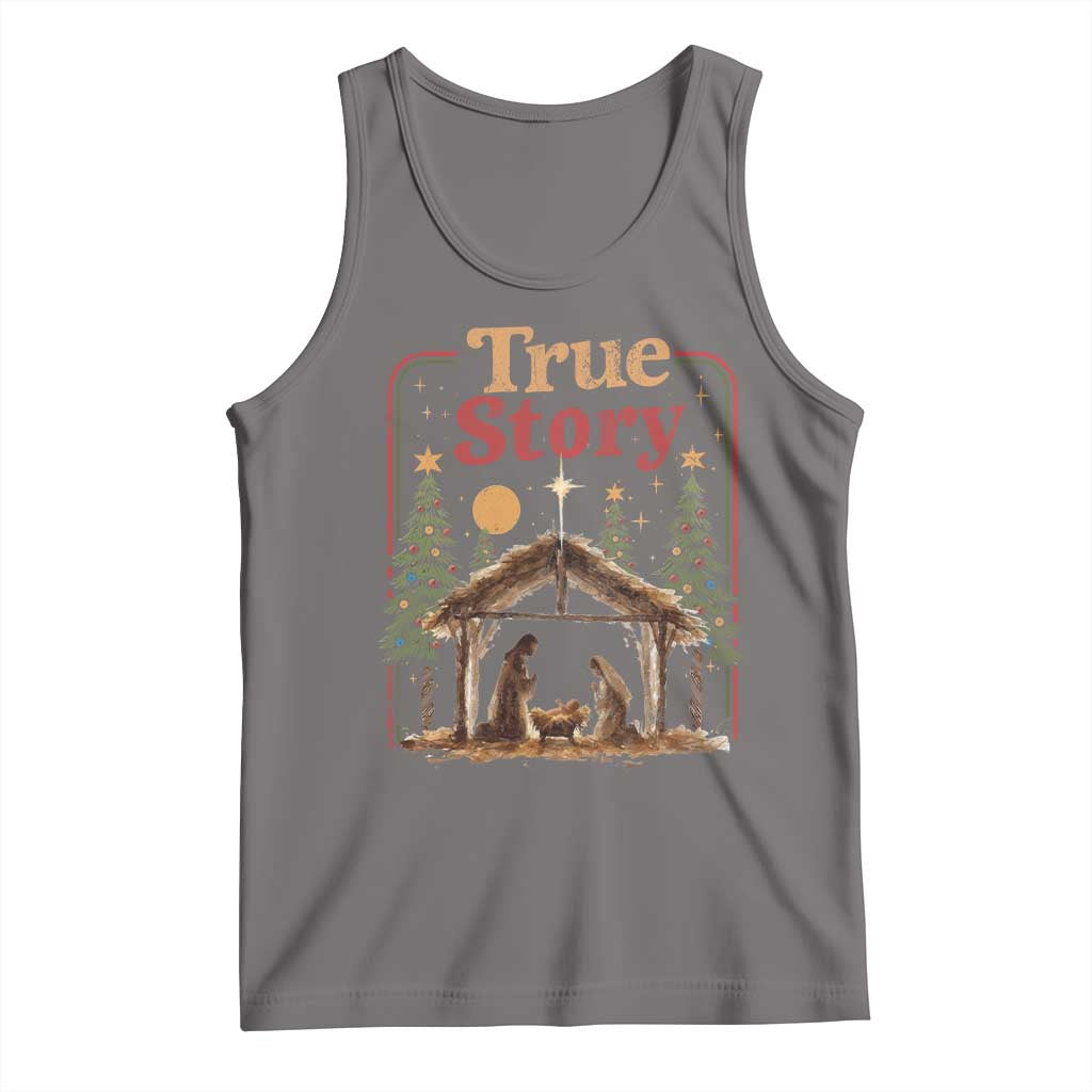 Vintage Nativity Scene Tank Top Christian Christmas True Story Jesus Birth - Wonder Print Shop