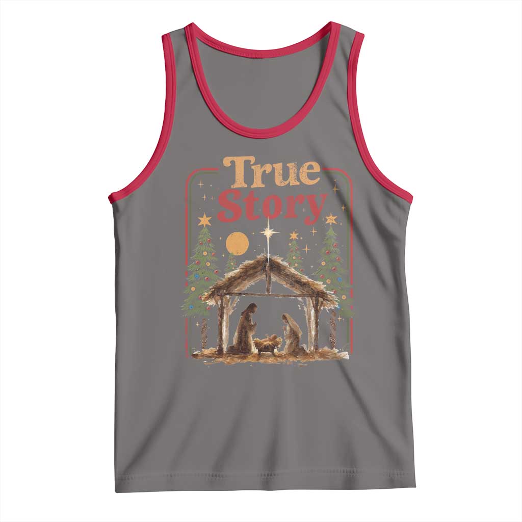 Vintage Nativity Scene Tank Top Christian Christmas True Story Jesus Birth - Wonder Print Shop