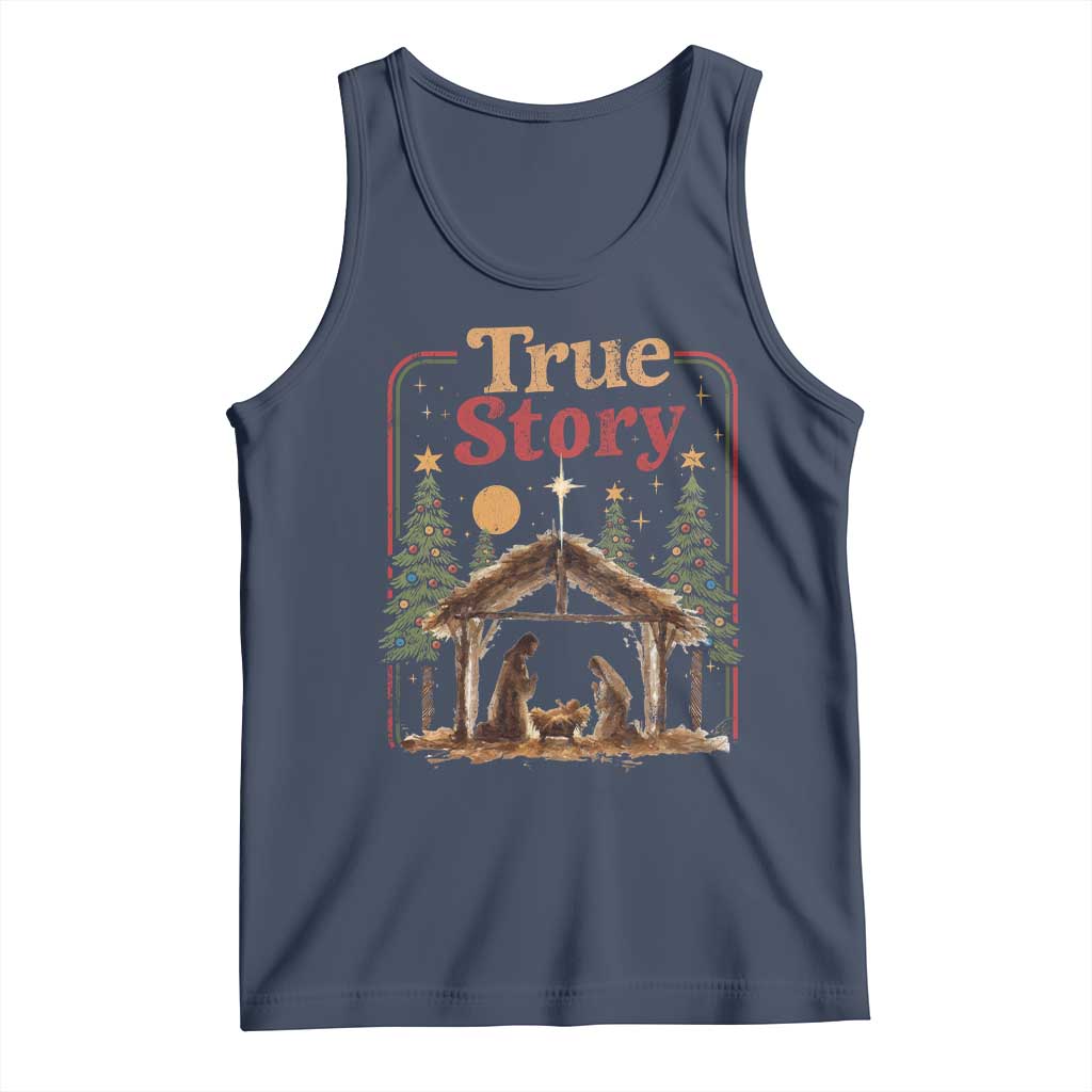 Vintage Nativity Scene Tank Top Christian Christmas True Story Jesus Birth - Wonder Print Shop