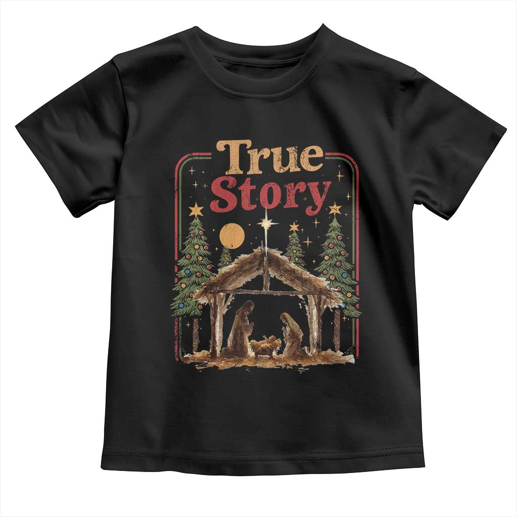 Vintage Nativity Scene Toddler T Shirt Christian Christmas True Story Jesus Birth - Wonder Print Shop