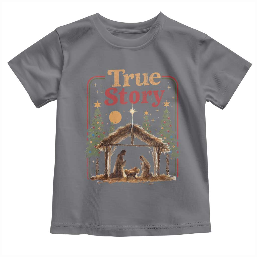 Vintage Nativity Scene Toddler T Shirt Christian Christmas True Story Jesus Birth - Wonder Print Shop