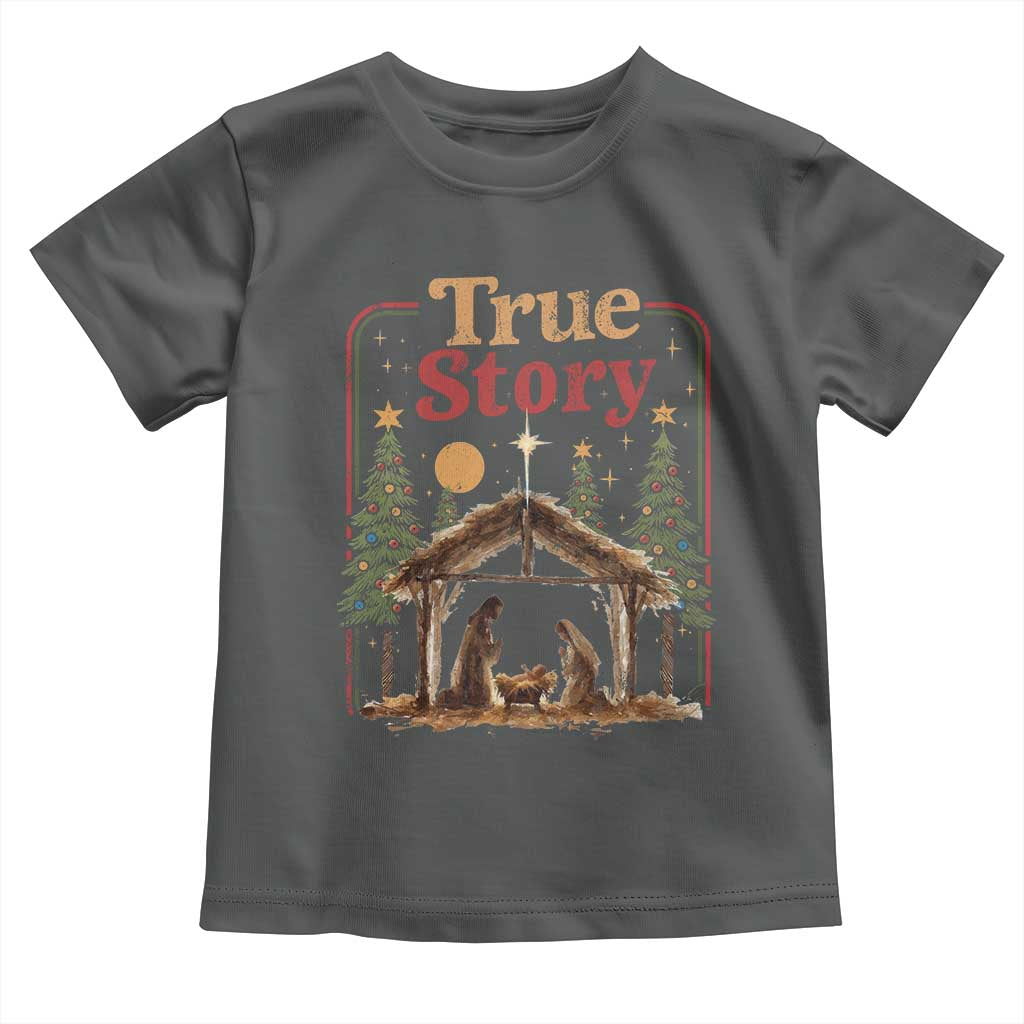 Vintage Nativity Scene Toddler T Shirt Christian Christmas True Story Jesus Birth - Wonder Print Shop