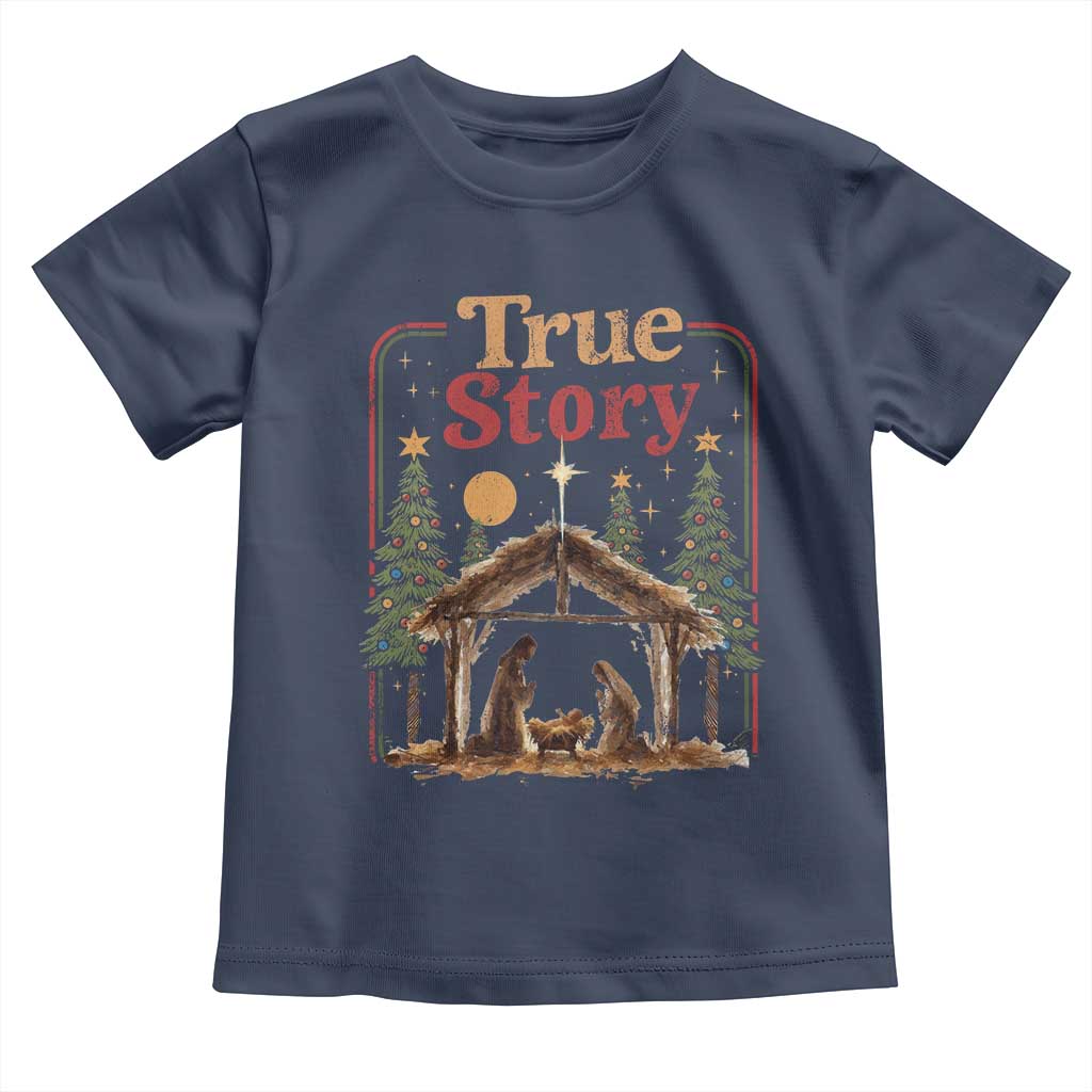 Vintage Nativity Scene Toddler T Shirt Christian Christmas True Story Jesus Birth - Wonder Print Shop