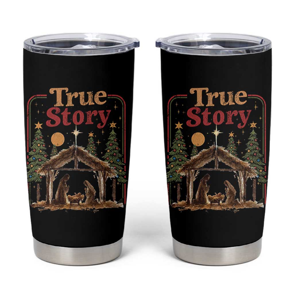 Vintage Nativity Scene Tumbler Cup Christian Christmas True Story Jesus Birth - Wonder Print Shop