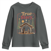 Vintage Nativity Scene Youth Sweatshirt Christian Christmas True Story Jesus Birth - Wonder Print Shop