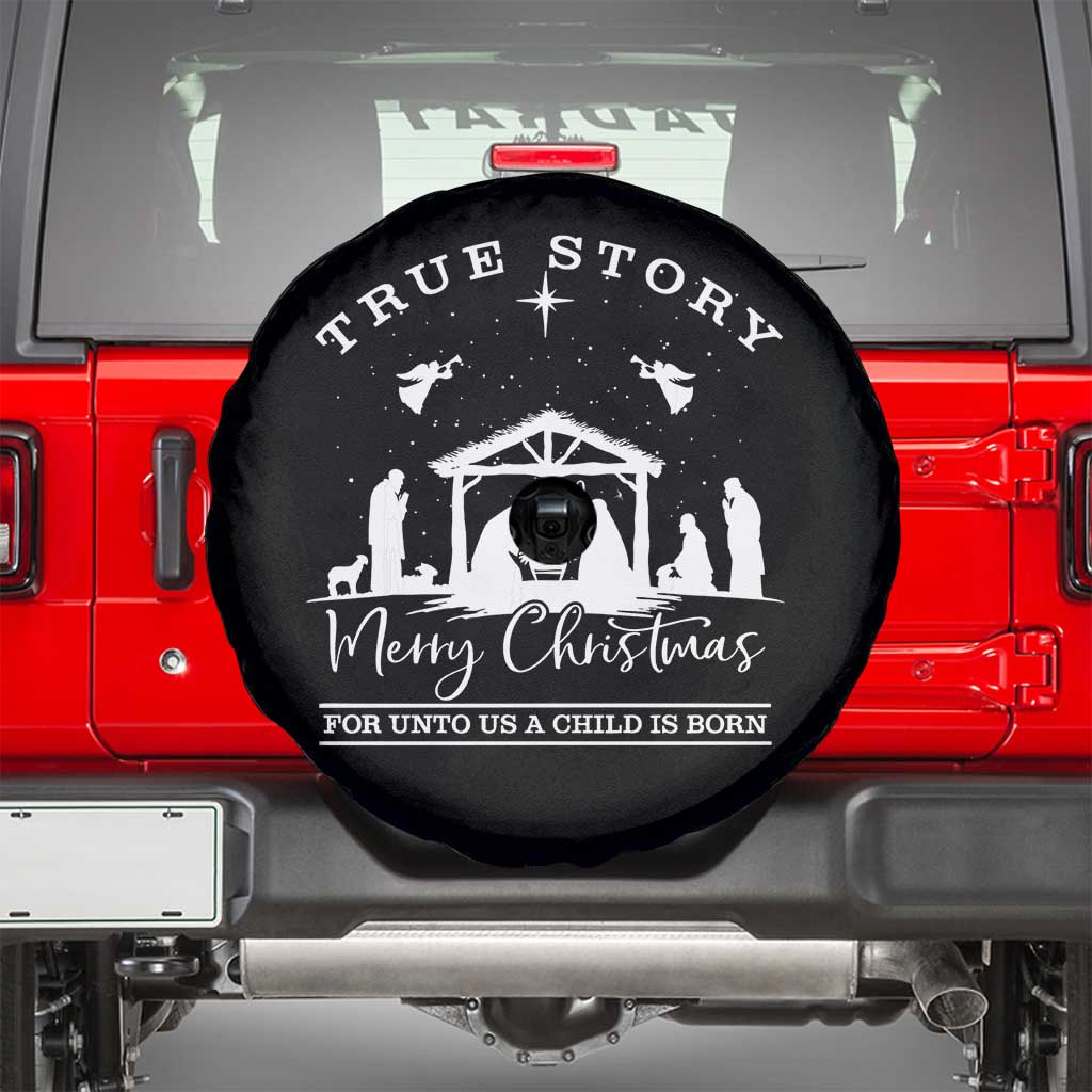 True Story Merry Christmas Spare Tire Cover Christian Xmas True Story Jesus Birth - Wonder Print Shop