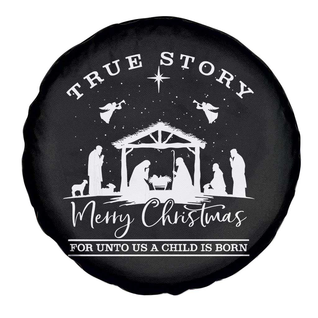 True Story Merry Christmas Spare Tire Cover Christian Xmas True Story Jesus Birth - Wonder Print Shop