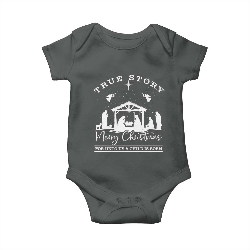 True Story Merry Christmas Baby Onesie Christian Xmas True Story Jesus Birth - Wonder Print Shop