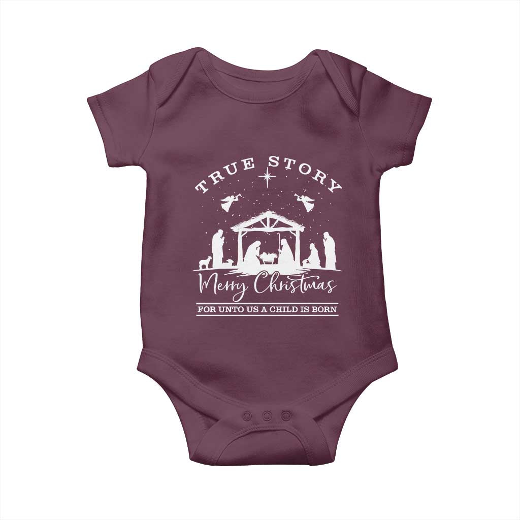 True Story Merry Christmas Baby Onesie Christian Xmas True Story Jesus Birth - Wonder Print Shop
