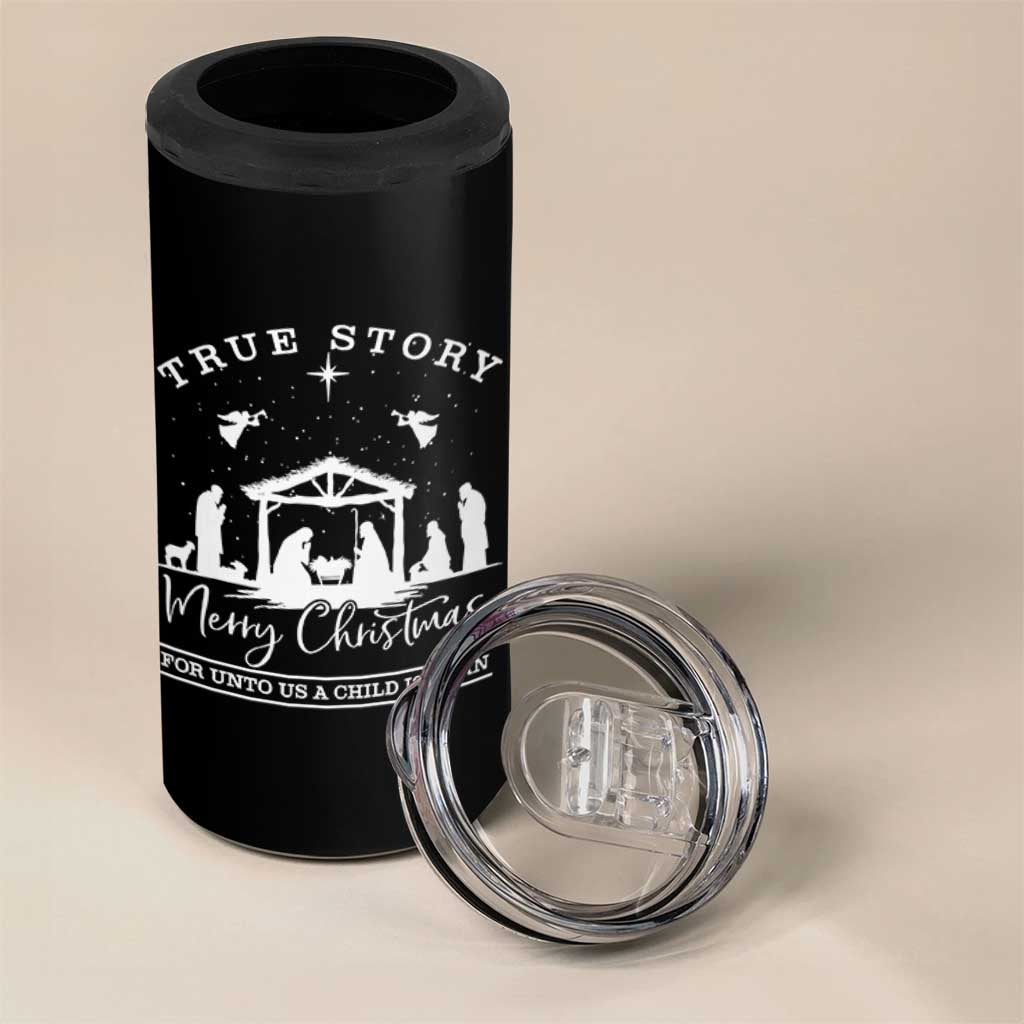 True Story Merry Christmas 4 in 1 Can Cooler Tumbler Christian Xmas True Story Jesus Birth - Wonder Print Shop