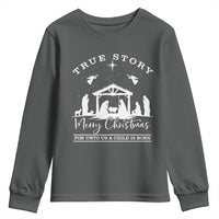 True Story Merry Christmas Youth Sweatshirt Christian Xmas True Story Jesus Birth - Wonder Print Shop