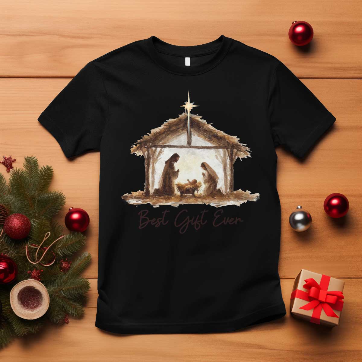Nativity Scene T Shirt Christian Christmas Jesus Best Gift Ever - Wonder Print Shop