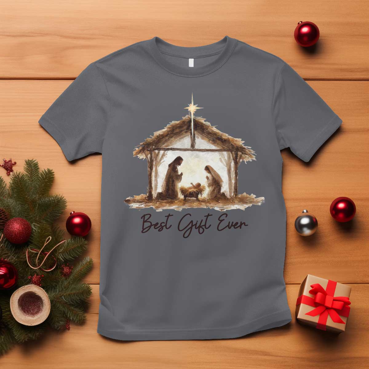 Nativity Scene T Shirt Christian Christmas Jesus Best Gift Ever - Wonder Print Shop