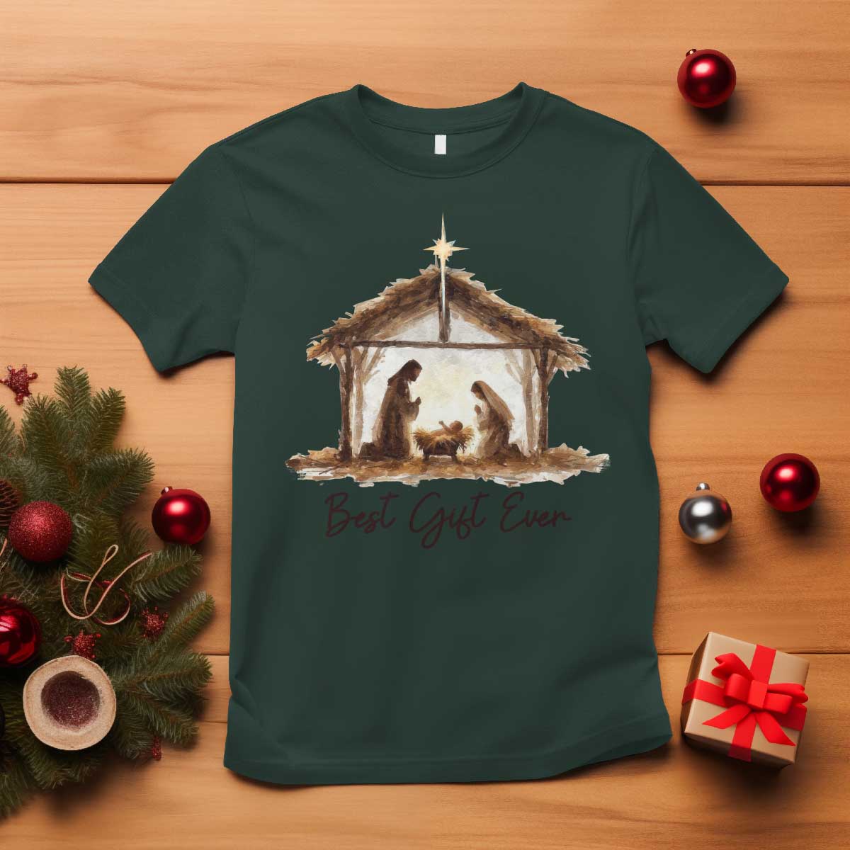 Nativity Scene T Shirt Christian Christmas Jesus Best Gift Ever - Wonder Print Shop