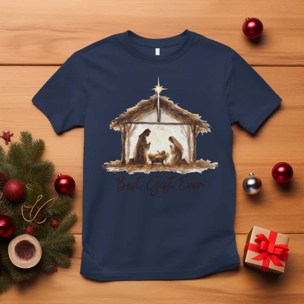 Nativity Scene T Shirt Christian Christmas Jesus Best Gift Ever - Wonder Print Shop