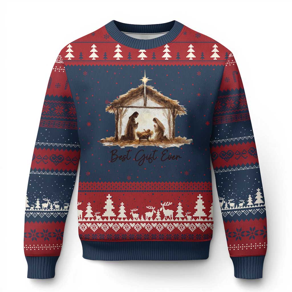 Nativity Scene Ugly Christmas Sweater Christian Xmas Jesus Best Gift Ever - Wonder Print Shop