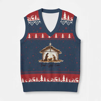 Nativity Scene V-Neck Knit Sweater Vest Christian Xmas Jesus Best Gift Ever - Wonder Print Shop