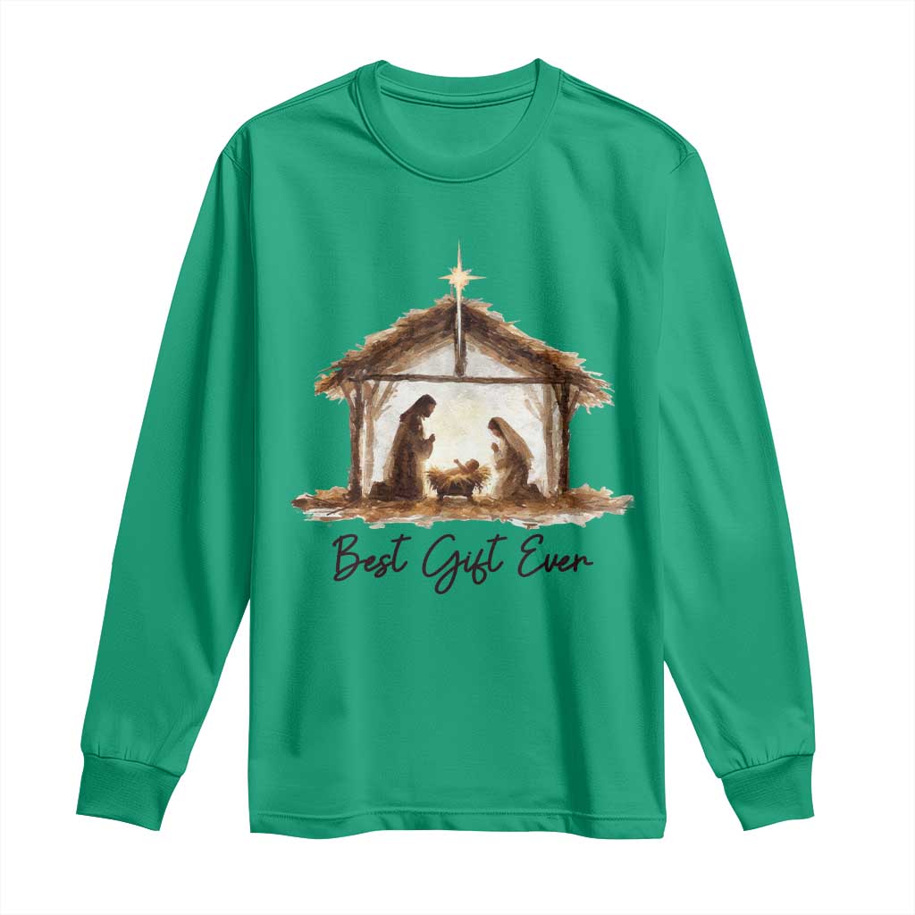 Nativity Scene Long Sleeve Shirt Christian Christmas Jesus Best Gift Ever - Wonder Print Shop