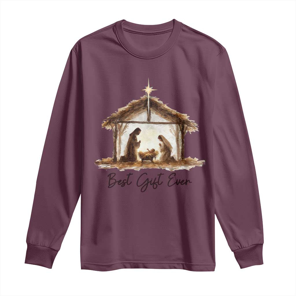 Nativity Scene Long Sleeve Shirt Christian Christmas Jesus Best Gift Ever - Wonder Print Shop