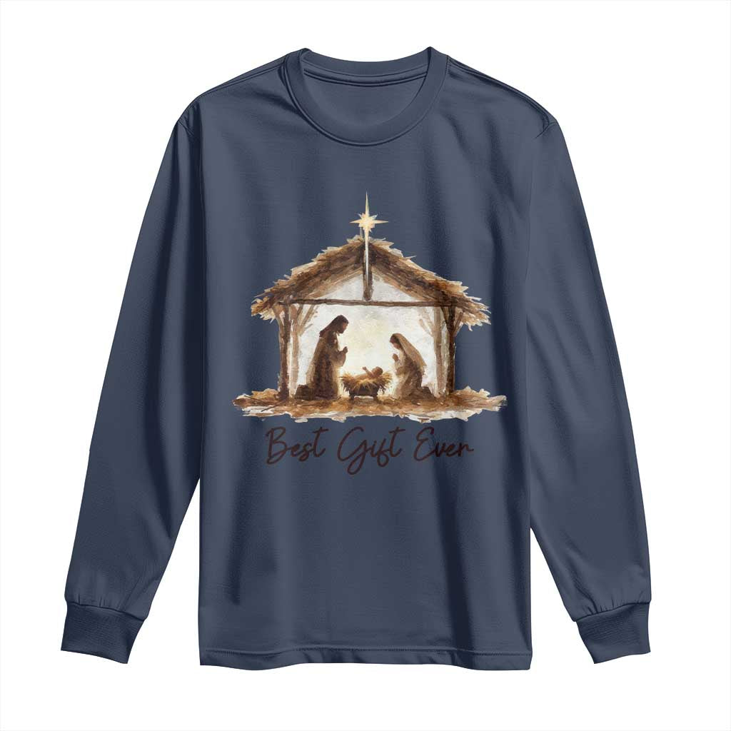 Nativity Scene Long Sleeve Shirt Christian Christmas Jesus Best Gift Ever - Wonder Print Shop