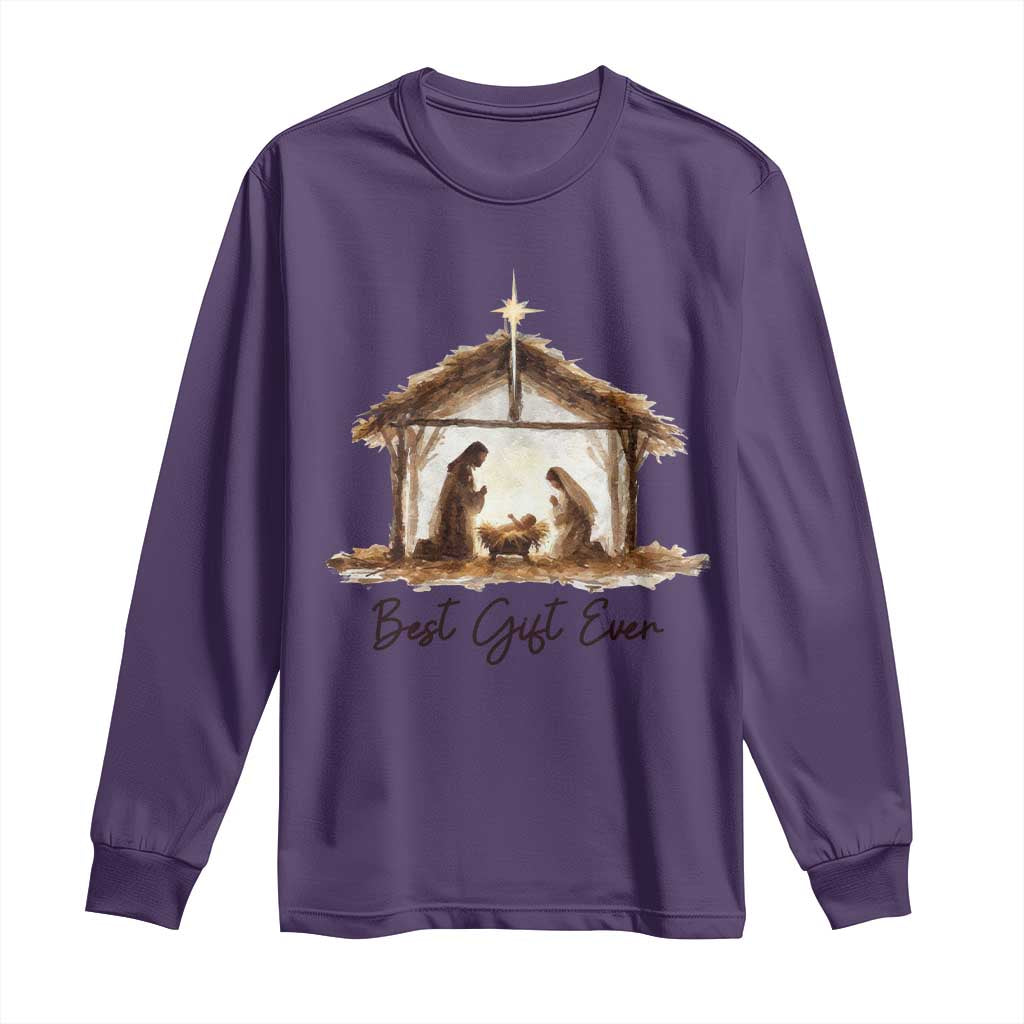 Nativity Scene Long Sleeve Shirt Christian Christmas Jesus Best Gift Ever - Wonder Print Shop