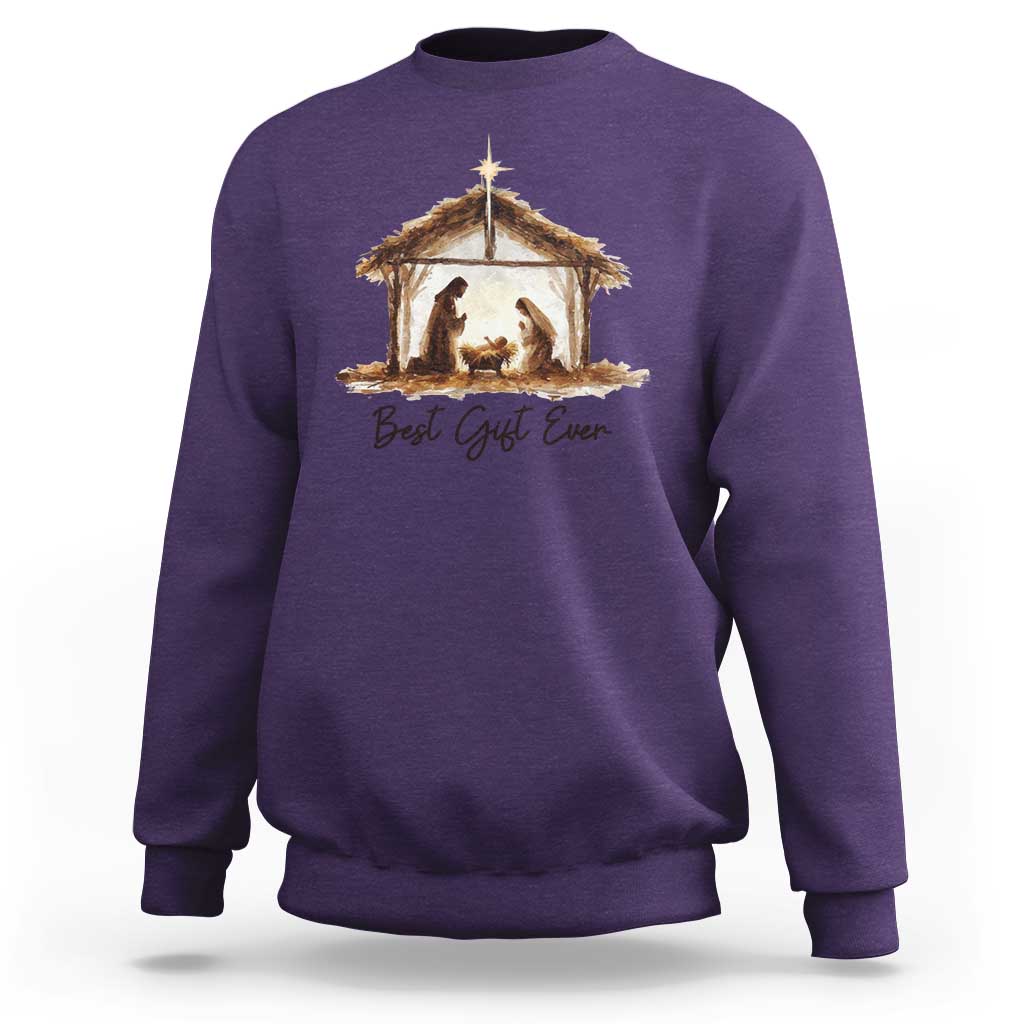 Nativity Scene Sweatshirt Christian Christmas Jesus Best Gift Ever - Wonder Print Shop
