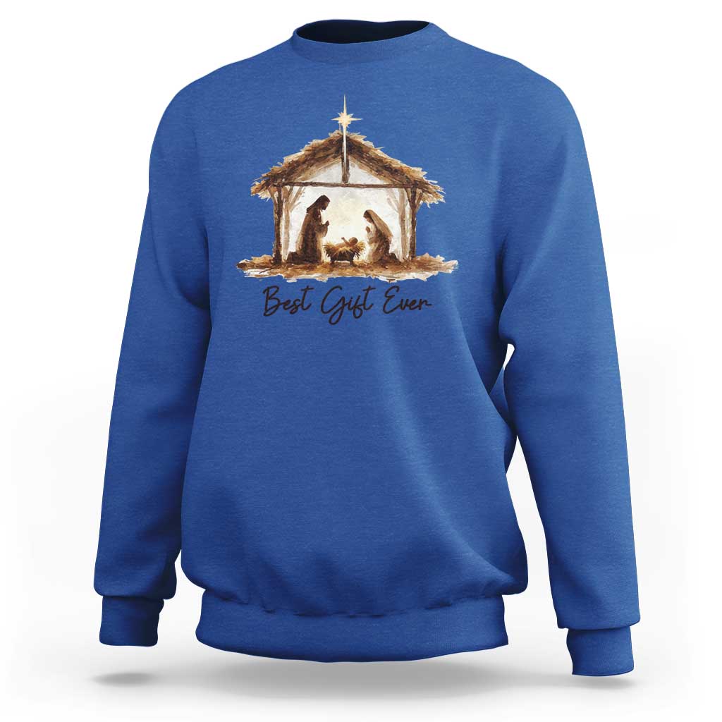 Nativity Scene Sweatshirt Christian Christmas Jesus Best Gift Ever - Wonder Print Shop