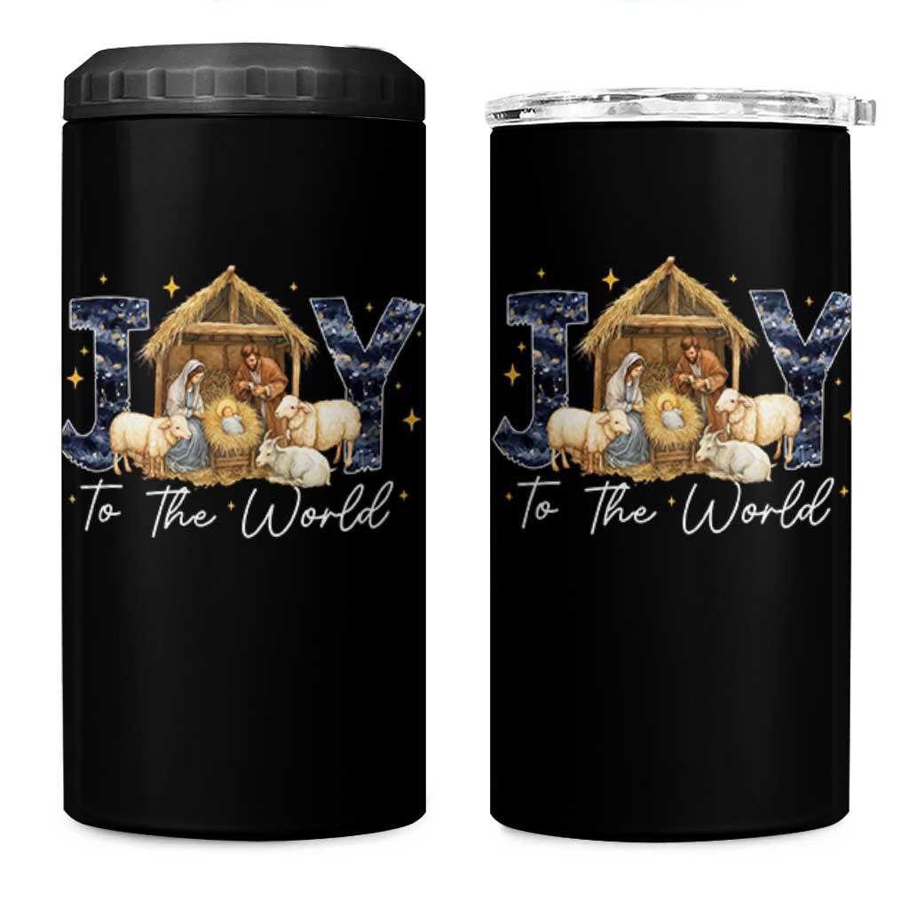 Nativity Scene 4 in 1 Can Cooler Tumbler Christian Christmas Jesus Joy To The World - Wonder Print Shop