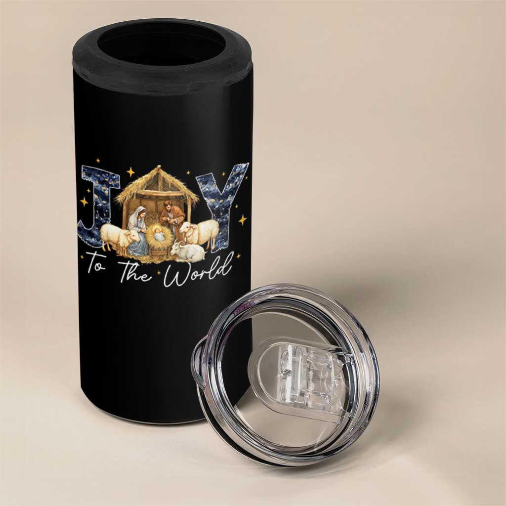 Nativity Scene 4 in 1 Can Cooler Tumbler Christian Christmas Jesus Joy To The World - Wonder Print Shop