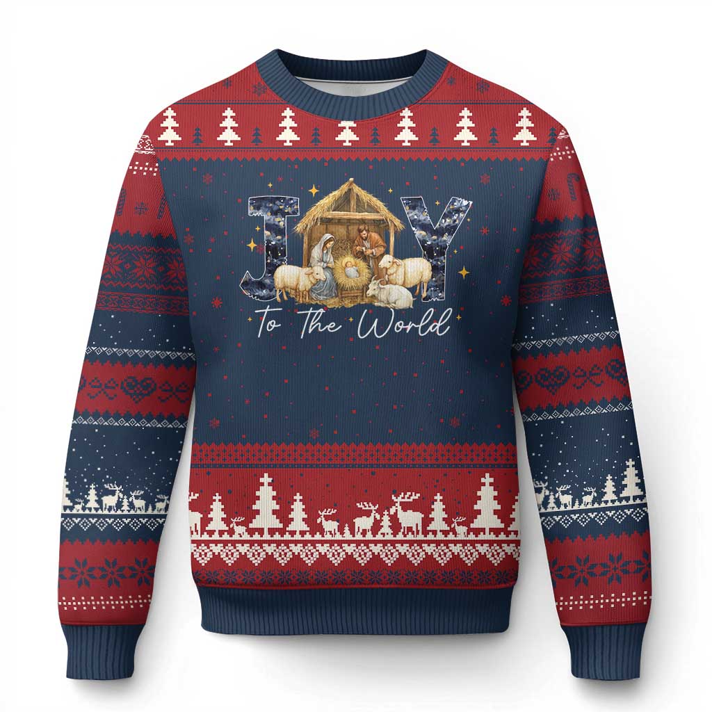 Nativity Scene Ugly Christmas Sweater Christian Xmas Jesus Joy To The World - Wonder Print Shop