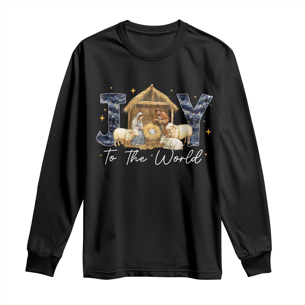 Nativity Scene Long Sleeve Shirt Christian Christmas Jesus Joy To The World - Wonder Print Shop