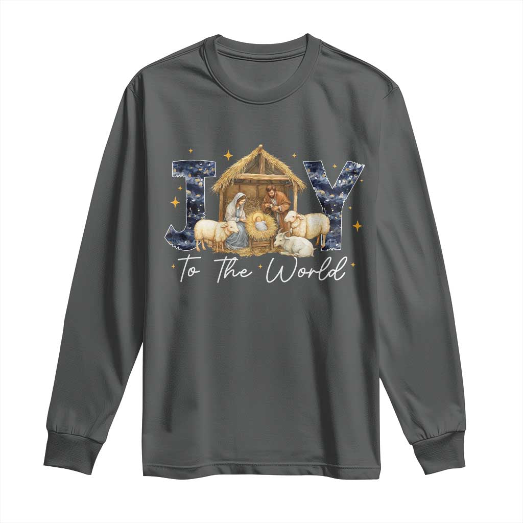 Nativity Scene Long Sleeve Shirt Christian Christmas Jesus Joy To The World - Wonder Print Shop