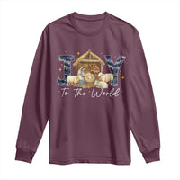 Nativity Scene Long Sleeve Shirt Christian Christmas Jesus Joy To The World - Wonder Print Shop