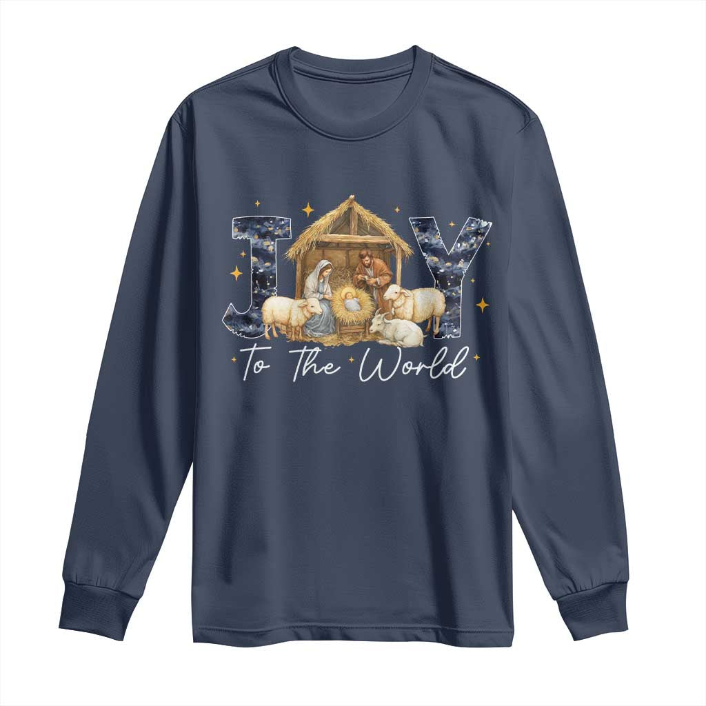 Nativity Scene Long Sleeve Shirt Christian Christmas Jesus Joy To The World - Wonder Print Shop