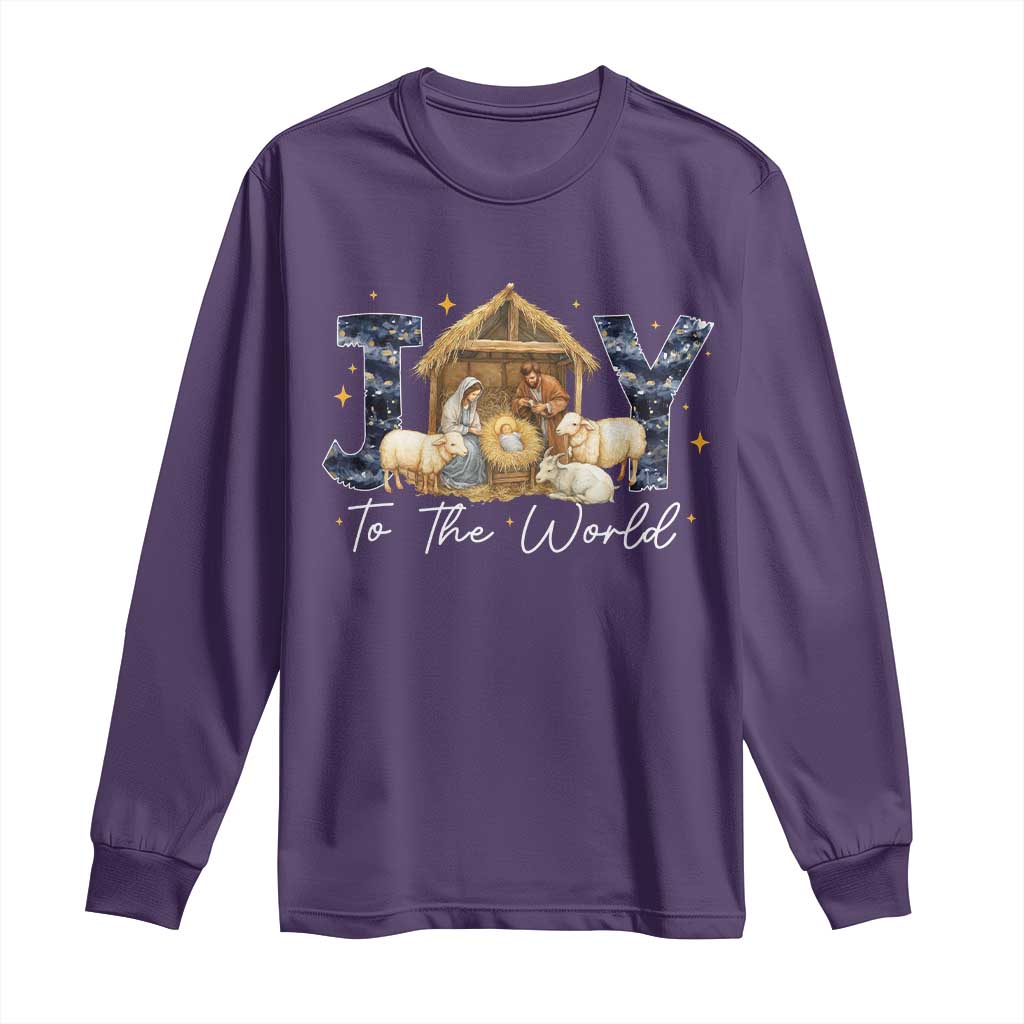 Nativity Scene Long Sleeve Shirt Christian Christmas Jesus Joy To The World - Wonder Print Shop