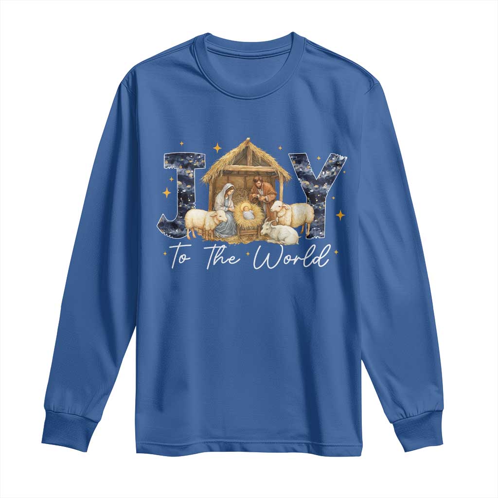 Nativity Scene Long Sleeve Shirt Christian Christmas Jesus Joy To The World - Wonder Print Shop