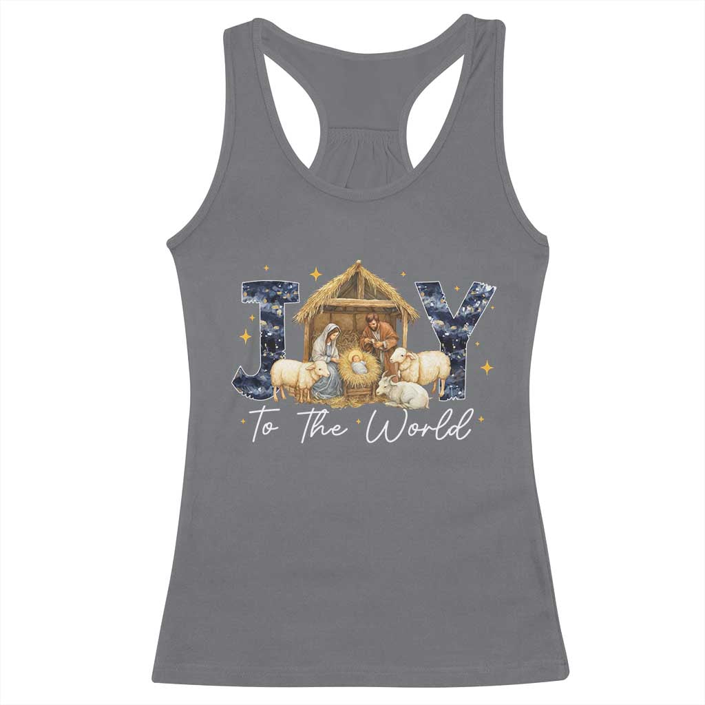 Nativity Scene Racerback Tank Top Christian Christmas Jesus Joy To The World - Wonder Print Shop