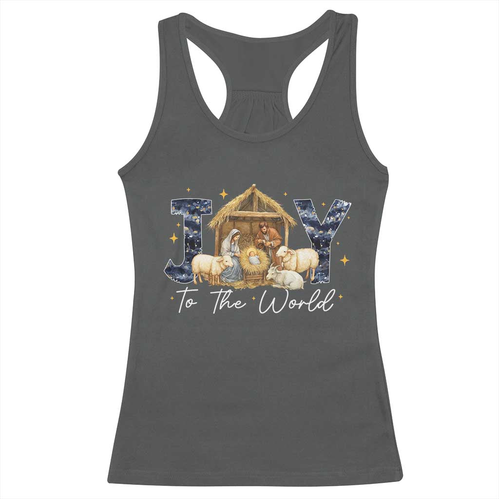 Nativity Scene Racerback Tank Top Christian Christmas Jesus Joy To The World - Wonder Print Shop